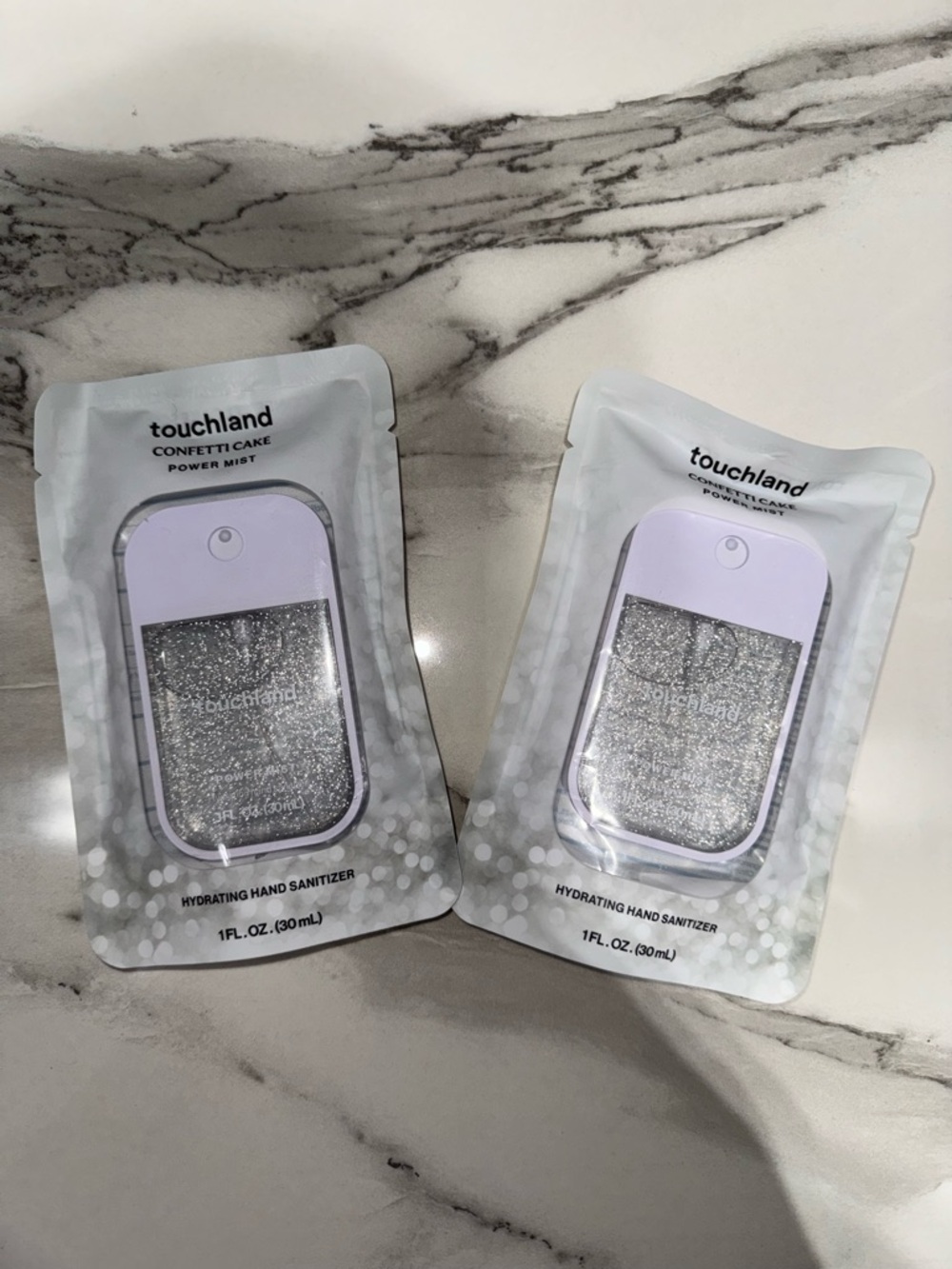 Touchland Confetti Cake Hydrating Hand Sanitizer - Silver Glitter set of 2